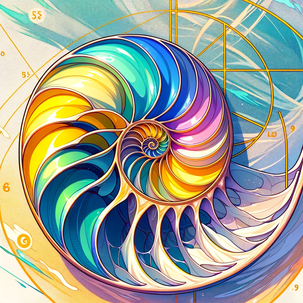 sezione area ispirata al nautilus. serie di fibonacci
